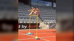 These are the highest hurdles we have ever seen, and this guy jumps over THREE OF THEM! This is unreal. | TheBuzzer