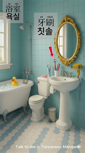 대만 욕실에서 이건 뭐라고 해요? 🚿🪥｜Bathroom Mandarin Vocabulary｜台灣浴室最常用的華語單字 #BathroomMandarin #대만중국어 #生活華語