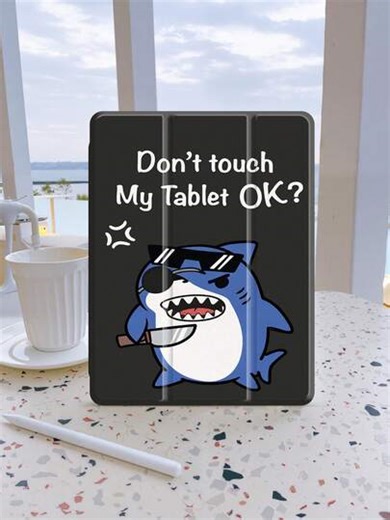 Anime Cartoon Shark Pattern. Don't Touch My Tablet With 9.7/10.2/10.5/10.9/12.9/Pro 11, 10th Generation, Compatible With Samsung Galaxy Tab S6 Lite 10.4-Inch, Compatible With Kindle Paperwhite 12th Gen 2024, Kindle (11th Generation) 2022 Version, Soft Fall Protection, Intelligent Standing/Automatic Wake-Up/Sleep | SHEIN