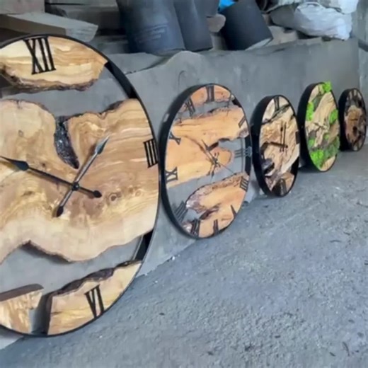 Oversized Wall Clock, Big Wood and Metal Wall Clock, Made to Order Metal & Olive Wood Wall Clock, Farmhouse Wooden Live Edge Wall Clock - Etsy