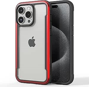 Amazon.com: RAPTIC Shield for iPhone 15 Pro Max Case, Shockproof Protective Clear Case, Military Grade 10ft Drop Tested, Durable Aluminum Frame, Anti-Yellowing Technology Case, 6.7 inch, Red : Cell Phones & Accessories