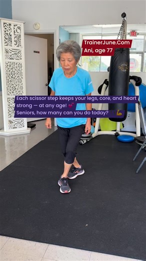 OrthAide.Com 🥰 Move at your own pace — slow and steady wins the race! 🌸 Light, controlled movement to keep your heart strong and joints happy. 💕 You don’t have to jump high — just stay consistent and keep moving! 👣 #TrainerJune #FitOver70 #ActiveAging #GentleCardio #HealthyMovement #StayStrong | Trainer June