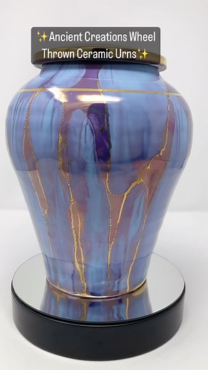 100% Handmade Ceramic Urns⚱️This exact one of a kind urn pictured, in Powder Blue, is available now, click from post for our shop! Hand painted with real precious metals, and hand decorated with real 22 karat gold banding! Available in many beautiful jewel tone colors! Purchase from this post, from our Etsy Shop, (link in bio), and also available from our eBay shop (ancientcreationsurns). ✨✨✨✨✨✨✨✨✨ We are honored that you would consider an Ancient Creations Ceramic Urn as a final resting place f