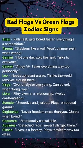 🚩✅ Red Flags vs Green Flags Zodiac Signs 💫🌙 Spot the warning signs 🚫 and the good vibes ✅ each zodiac sign brings 🌟♌♊ Astrology reveals the truth 💖♏ zodiac signs, astrology facts, horoscope fun, red flags, green flags, zodiac personality #reels #shorts #viral #trending #zodiacfacts #astrologyfun #starsigns #zodiactruth | Zodiac Signs Hub