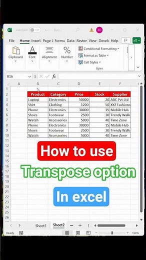 How to Rearrange Date Data in Excel | Transpose Rows & Columns #excel #shortvideo