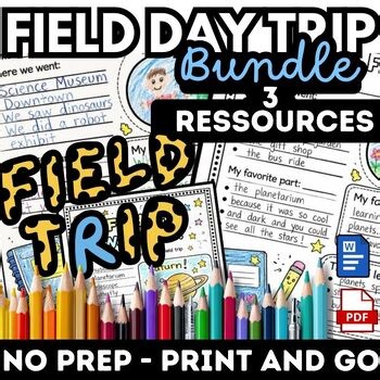 End of Year Field Trip Day Reflection Worksheet Bundle  Field Writing Activities