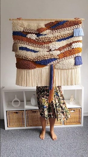 Woven Wall Hanging Home Decor Boho Tapestry in Beige