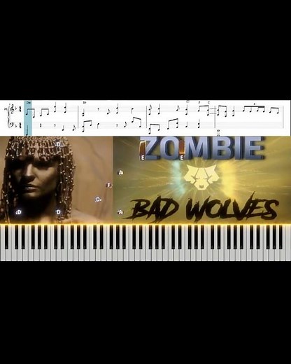 Zombie ~ Bad Wolves ~ Piano tutorial ~ Sheet music ~ Tommy Vext's vocals