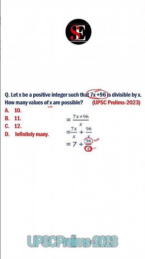 Let x be a positive integer such that 7x +96 is divisible by x. How many values of x are possible?
