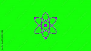 Animated of atom icon. Rotating electrons and pulsating nucleus line animation. Atomic structure.