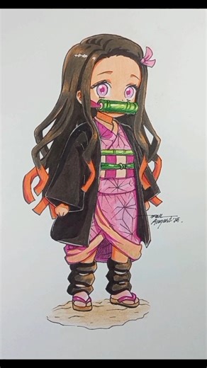speed drawing chibi Nezuko 👶❤ #drawing #anime #animedrawing #demonslayer #kimetsunoyaiba #nezuko