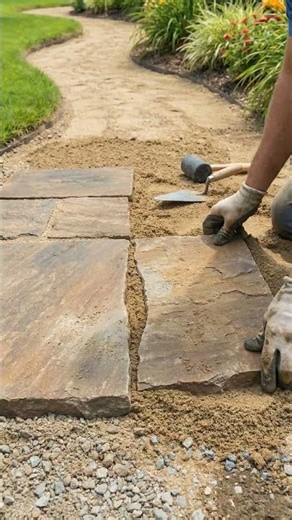 DIY Stone Walkway Transformation | From Grass to Elegant Path