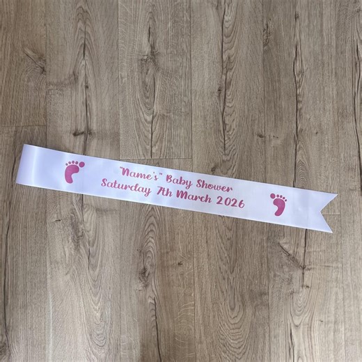 Baby Shower Sash, Mum to Be Sash, Custom Baby Shower Decoration, Gender Reveal Party Sash, White Sash Pink Text - Etsy