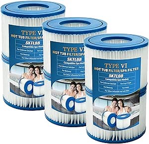 Type vi spa Filters and hot tub Filters Replacement Cartridge for Inflatable hot tubs requiring Type VI Filters, 4.2 x 3.1 inches (6 pcs)