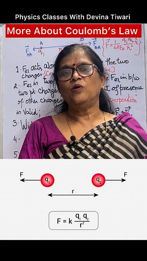 5.4K views · 145 reactions | Coulomb’s Law in 5 Simple Points | Quick Physics Revision #cbsepphysics #physics #iscphysics #physicsclass12 #physicsolympiad #physicsclass10 #electrostatics #physicstutor #coloumbs #coulombslaw | Physics Classes with Devina Tiwari | Facebook