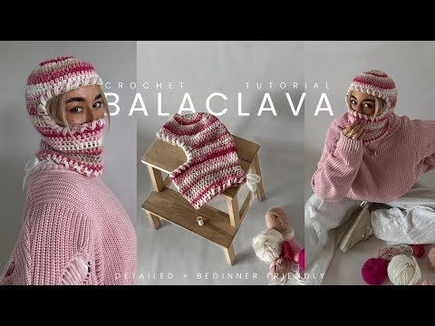 pink CROCHET BALACLAVA tutorial with leftover yarn | easy, beginner friendly, one stitch only
