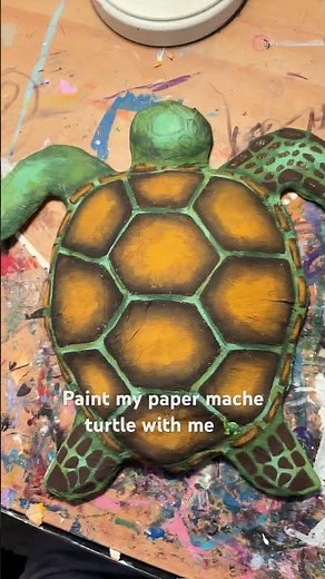 Paper Mache Turtle 🐢 #papermache #painting