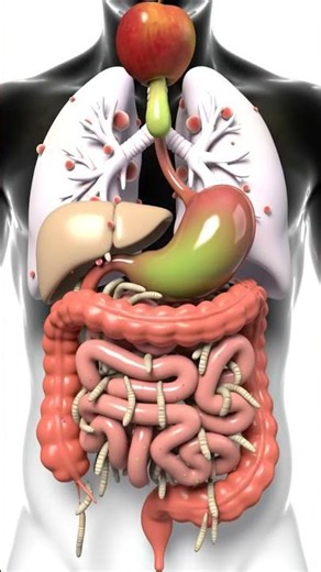 3D Human Digestive Animation | Digestion Process Animation showing Parasitic Worms