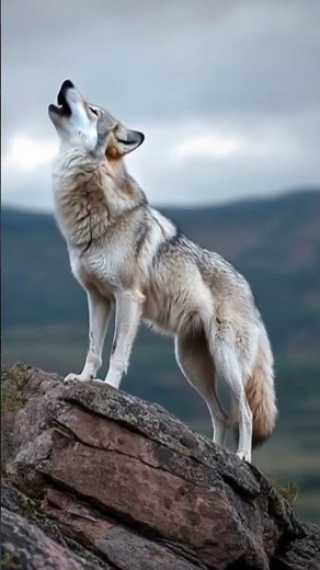 The Voice of the Wilder ness​A Lone Wolf's Song Under the SkyMajestic Wolf Howling #nature #shorts
