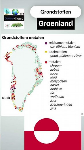 Kaart van grondstoffen op Groenland