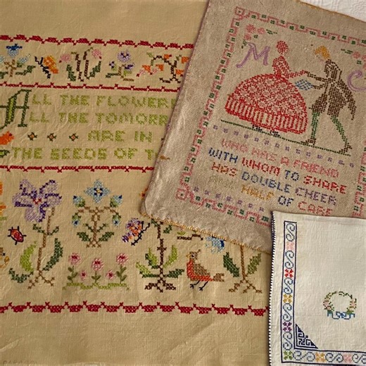 Vintage Cross Stitch Sampler Collection, Handmade Traditional Needlework, Collectable Textile Art, - Etsy