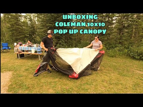UNBOXING COLEMAN 10X10 INSTANT SCREENED CANOPY || POP UP TENT