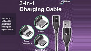 BoxWave Cable Compatible with Nintendo Switch Lite - MagnetoSnap PD AllCharge Cable (100W), Magnet Charging Braided USB Type-C Micro - Jet Black