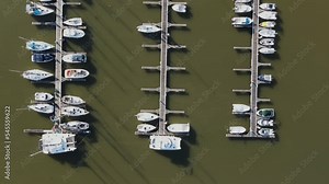 Aerial view of Lisbon city harbour and ferry terminal along the Tagus river, Lisbon, Portugal.
