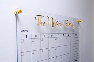 Acrylic Wall Calendar | GOLD MIRROR HEADER | Personalized Family Planner | Dry Erase Board | Dry Erase Acrylic Calendar | 2026 Calendar - Etsy