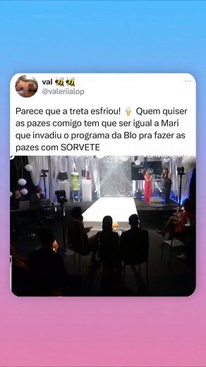 Memes Brasil on Instagram: "Quem diria que o caminho para a paz entre @Blogueirinha e Mari Maria seria pavimentado com sorvete? 🤔🍦 Em uma doce invasão ao programa, Mari Maria chega não com joias, mas com Magnum Ruby, selando a paz com sabor e estilo! A live acaba de ganhar um plot twist tão delicioso quanto inesperado #pubIicidade"