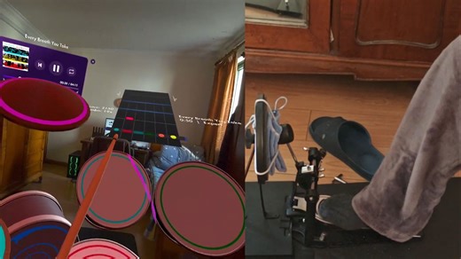 沉迷VR鼓手买了个踏板！玩起来更有感觉了！quest 3 paradiddle