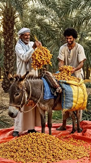 Amazing Date Harvest in Arabia | How Farmers Bring Dates Home 🏜️🌴 #shorts #