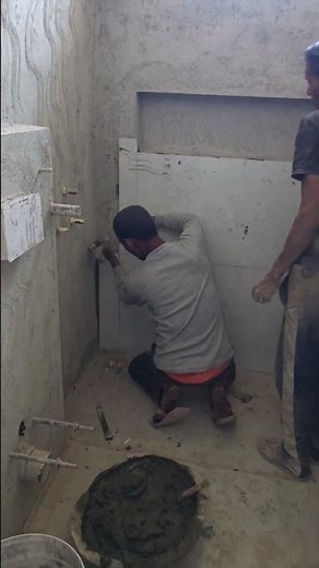 satisfying bathroom tile installation #construction #beforeafter