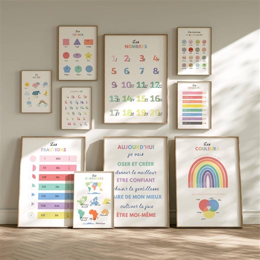 Pack of 30 Educational French Posters, Montessori Decoration for Playroom and Home School | Baby Educational Poster, Preschool Wall Art - Etsy