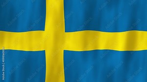 Sweden Nordic flag country animation 3D symbol design waving in wind movement national patriotism world culture emblem banner blue yellow Northern Europe Scandinavia