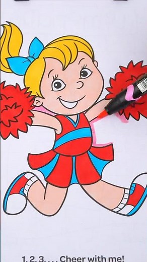 Coloring a Cheerleader 📣 #coloring #art #crayola