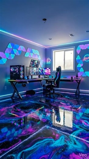 This Gaming Room Transformation Will Blow Your Mind 🤯 #epoxyfloor #pupg #fortnite #gaming #epoxy