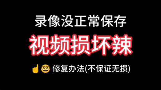 [软件] 录像意外停止，文件损坏修复办法