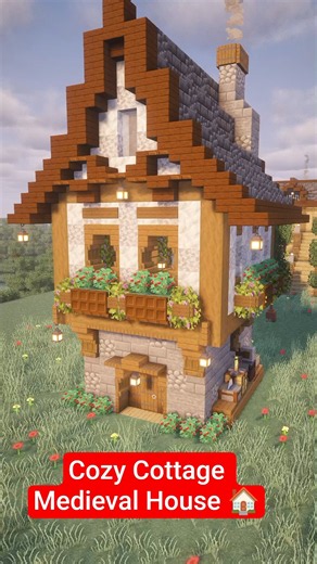 Minecraft Cozy Cottage House 🌿🏠 Beautiful Survival Starter Build #minecraft #minecraftshorts #build
