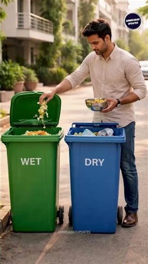 Waste Segregation: The blue bin is clearly labeled "DRY".Recycling: The contents include typical dry