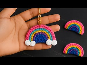 Handmade Rainbow Keychain | Easy Crochet Keychain Idea | Crochet Rainbow Tutorial 🌈