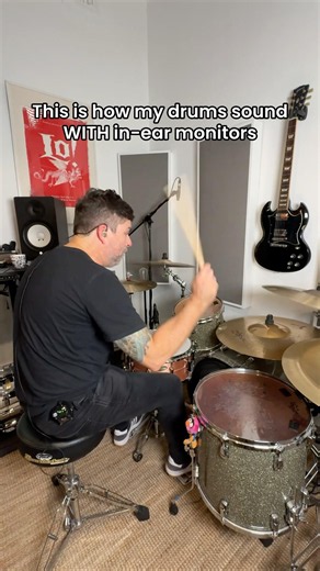 Recording drums with and without in-ear monitors