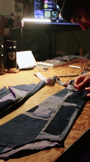 Part 2: Making the Omega Denim Moto Jacket 🐺🪡 #processvideo #howitsmade #artistcheck #denimjacket #handmadeclothing #sewingproject #slowfashion #upcycledfashion #reworkedclothes #jupitercazimi