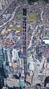 111 West 57th Street is a residential skyscraper in Midtown Manhattan, New York City, constructed between 2015 and 2021. Also known as Steinway Tower, it is the fourth-tallest building in the United States at 1,428 feet (435 m) and the world’s thinnest skyscraper with a width-to-height ratio of about 1:24. Its 84 floors contain 60 luxury condominiums. 40.764900°, -73.977500° Source imagery: Nearmap 3D | Daily Overview