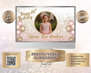 Birthday Slideshow Template for All Ages | Editable Canva Video | Photo Video for Reception I Digital Keepsake for Her Special Day - Etsy
