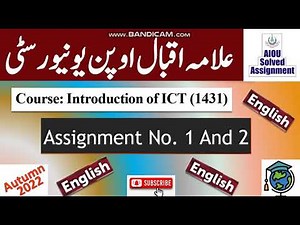 AIOU Code 1431 Solved Assignment No.1 & 2 Autumn 2022 || Subject: Basics Of ICT (English) || Level: