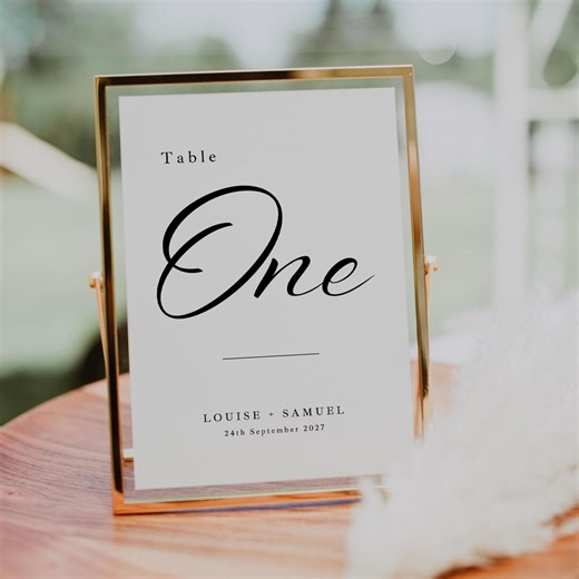 Elegant Script Table Number, Printable Destination Table Number Set, Minimalist Editable Table Sign, Signage 4x6 5x7 - ES01 - Etsy