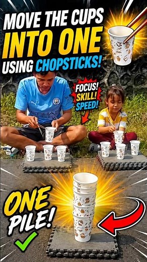 Chopstick Cup Stacking Challenge | Who Can Build One Perfect Stack Faster?