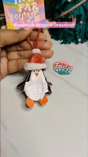 DIY penguin ornament from egg carton #diy #upcycledcrafts #diydecor #handmade #shorts #shortsfeed