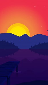 Free stock video - An animation of a landscape background with lake at sunset